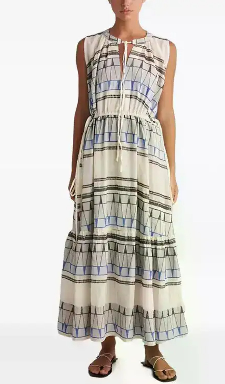 Pearl & Caviar Zakar Tiered Maxi Dress Womens S/M Cotton Sleeveless Boho Coastal